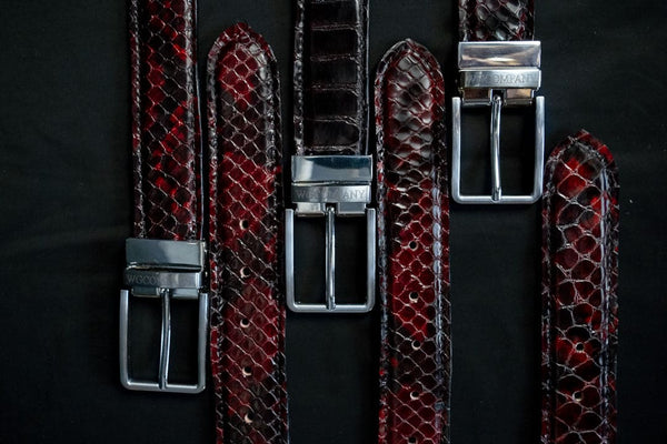 RED LEATHER REVERSIBLE BELT