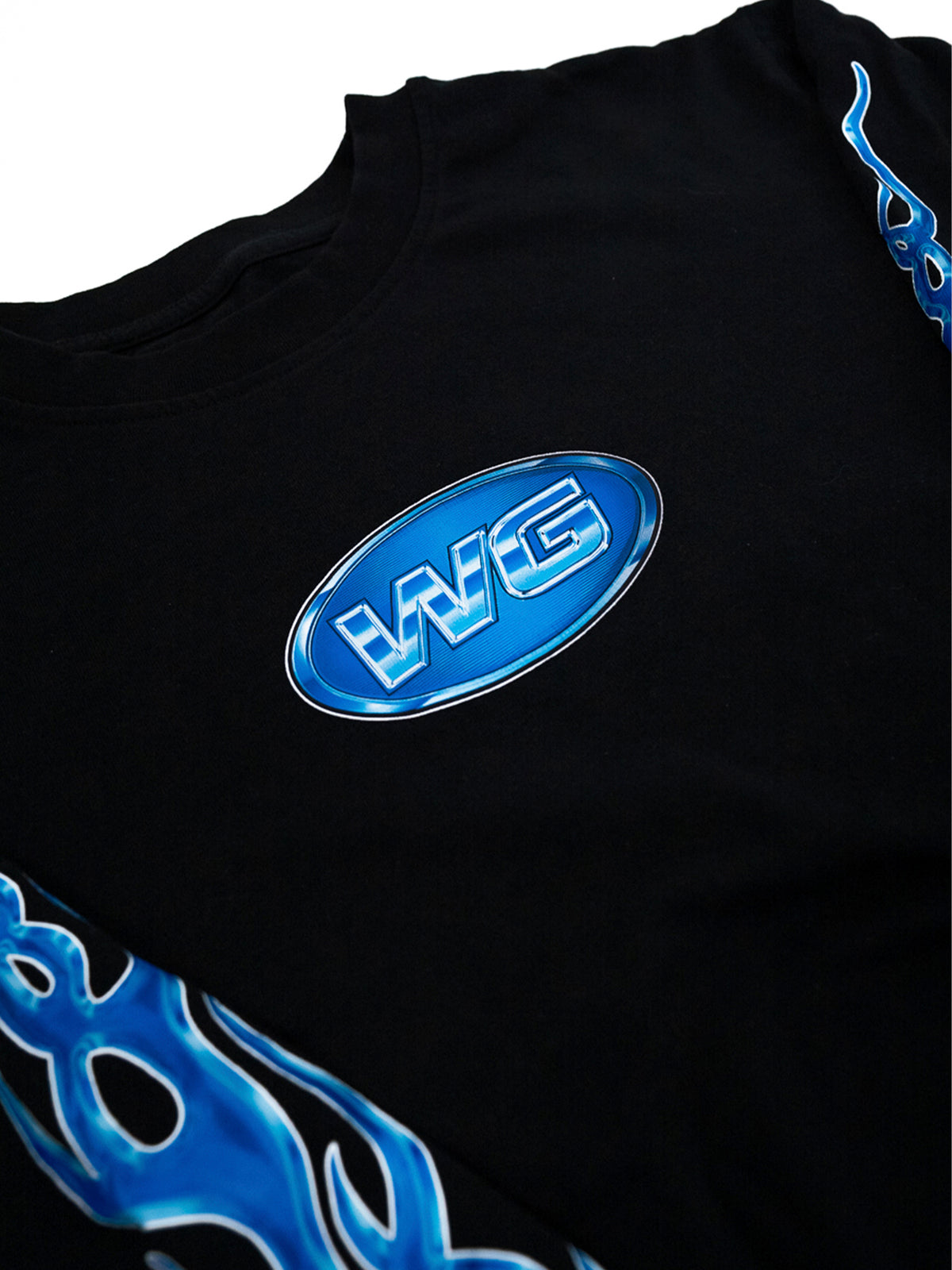 BLUE FLAMES BLACK LONGSLEVE T-SHIRT